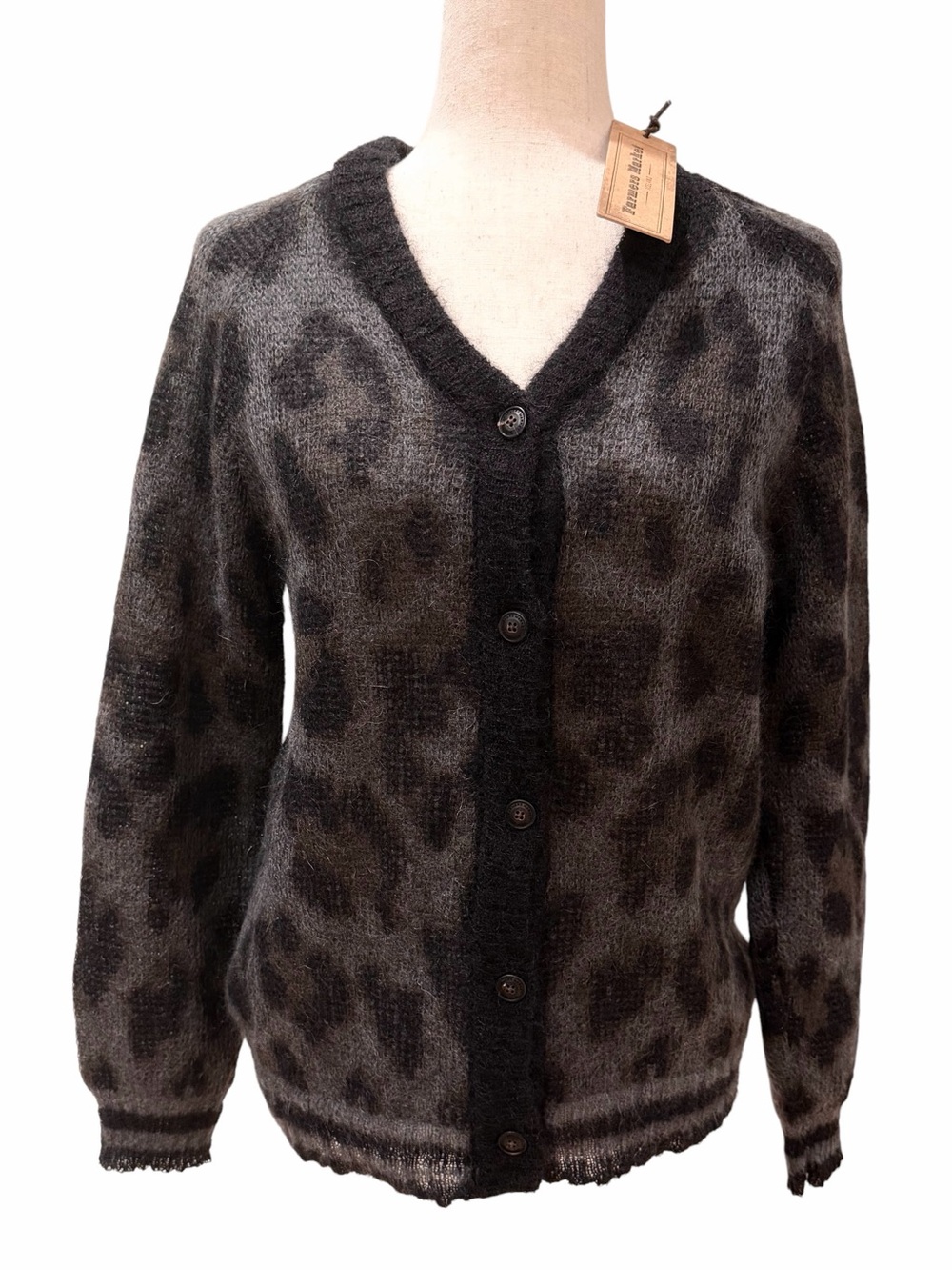 NWT Super Kid Mohair Leopard Cardigan Scandinavian Farmers Market Iceland Size S